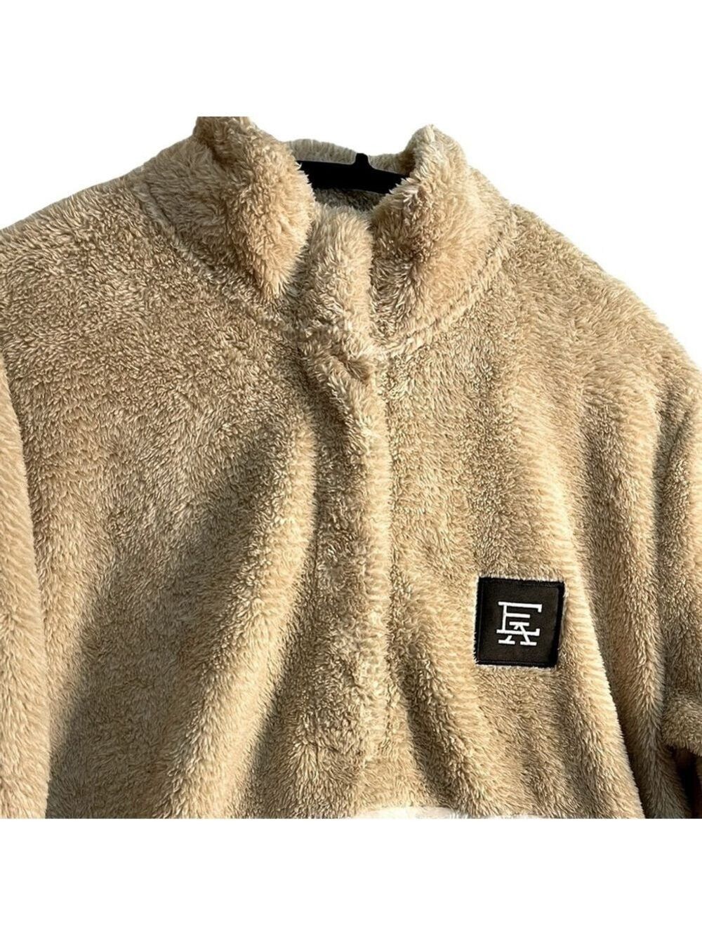 Fleece Pullover Camel and Cream Women's Size Large - Picture 7 of 12